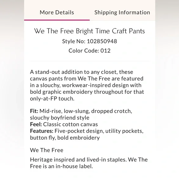 Free People We the Free Bright Time Craft Embroidered Pants MSRP $298 - Picture 11 of 16